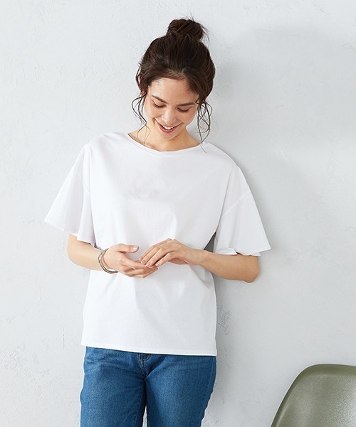 COMME CA ISM（コムサイズム）の「2WAY フレアスリーブ　Tシャツブラウス（Tシャツ/カットソー・レディース・ホワイト・MEDIUM/LARGE）」の5枚目の写真