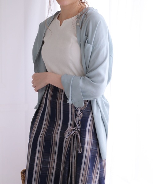 ikka（イッカ）の「ノルマンディリネンレースアップスカート（スカート・レディース・ベージュ/ネイビー/オリーブ・M/L）」の5枚目の写真
