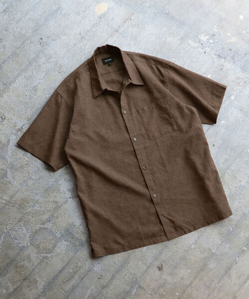 BEAMS PLUS ポリエステルリネン シャブレーシャツ XL BEAMS+ シャツ BEAMS PLUS / リネン シャンブレー ショート