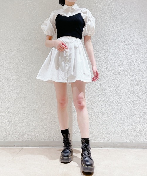 PAIN(ペイン)の「タックフレアシャツドレス(ワンピース・レディース・ブルー/ブラック/ベージュ/ホワイト・FREE)」の1枚目の写真