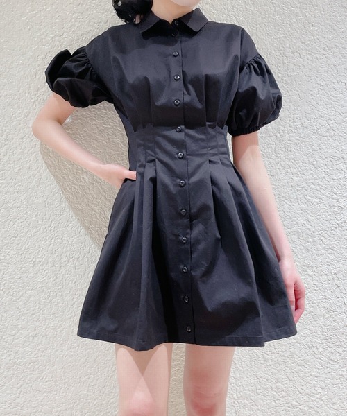 PAIN(ペイン)の「タックフレアシャツドレス(ワンピース・レディース・ブルー/ブラック/ベージュ/ホワイト・FREE)」の2枚目の写真