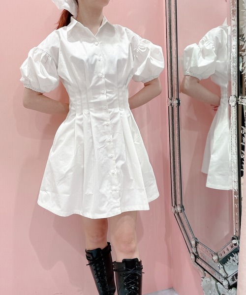 PAIN(ペイン)の「タックフレアシャツドレス(ワンピース・レディース・ブルー/ブラック/ベージュ/ホワイト・FREE)」の7枚目の写真