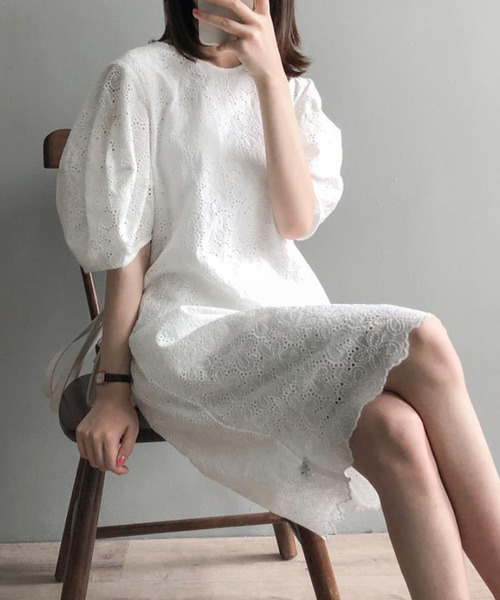 Ulysses（ユリシス）の「ボリューム袖レースワンピース（ワンピース・レディース・ホワイト・M/L）」の5枚目の写真