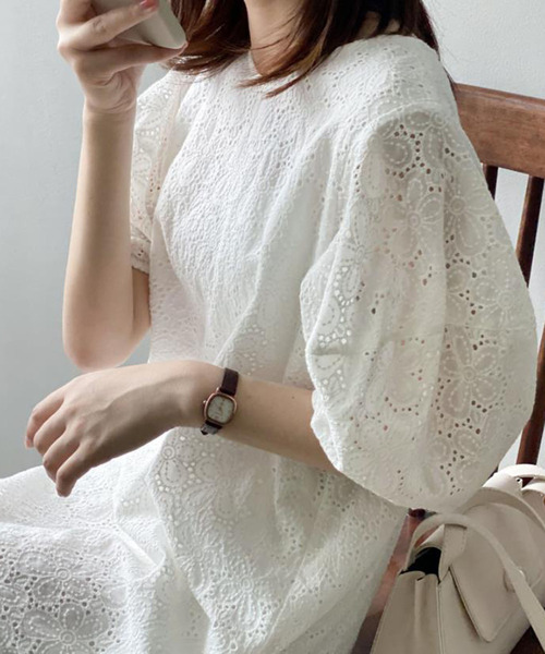 Ulysses（ユリシス）の「ボリューム袖レースワンピース（ワンピース・レディース・ホワイト・M/L）」の3枚目の写真