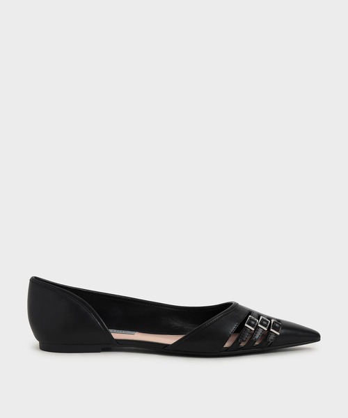 CHARLES & KEITH（チャールズ & キース）の「ハーフドルセイ カットアウトバレリーナ / Half D'Orsay Cut-Out Ballerinas（パンプス・レディース・ホワイト/ブラック・22.5cm/23cm/23.5cm/24.5cm/25cm/25.5cm）」の2枚目の写真