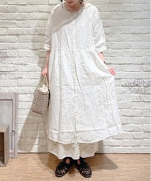 Samansa Mos2 | リネン前後着七分袖ワンピース(ワンピース)