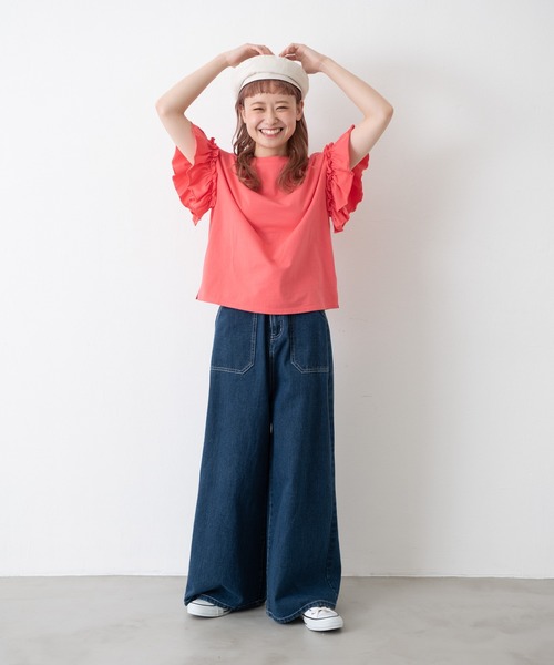 MERLOT(メルロー)の「ダブルフリルスリーブT(Tシャツ/カットソー・レディース・ブラック/オフホワイト/ピンク/ブルー・FREE)」の9枚目の写真