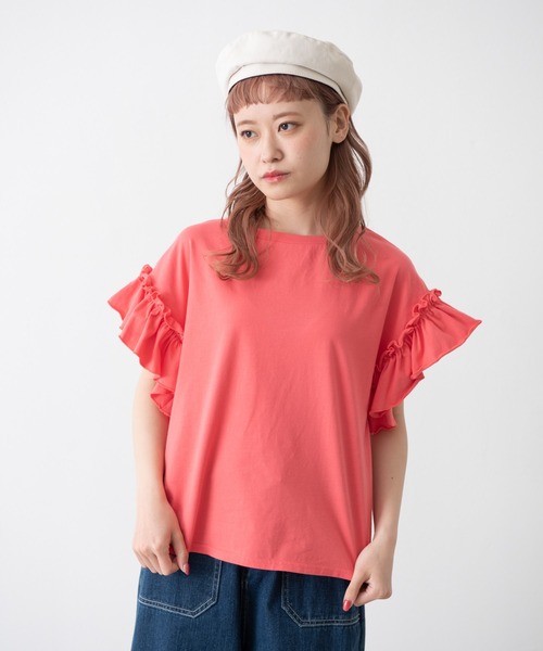 MERLOT(メルロー)の「ダブルフリルスリーブT(Tシャツ/カットソー・レディース・ブラック/オフホワイト/ピンク/ブルー・FREE)」の17枚目の写真