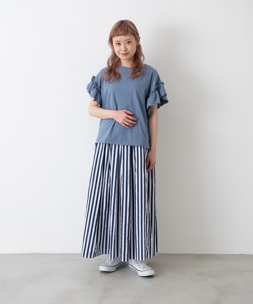 MERLOT(メルロー)の「ダブルフリルスリーブT(Tシャツ/カットソー・レディース・ブラック/オフホワイト/ピンク/ブルー・FREE)」の13枚目の写真