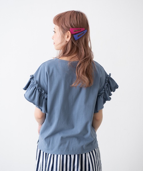 MERLOT(メルロー)の「ダブルフリルスリーブT(Tシャツ/カットソー・レディース・ブラック/オフホワイト/ピンク/ブルー・FREE)」の20枚目の写真