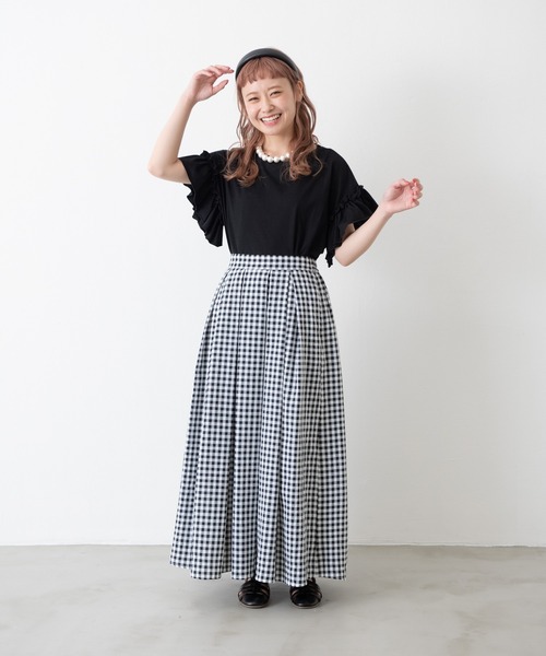 MERLOT(メルロー)の「ダブルフリルスリーブT(Tシャツ/カットソー・レディース・ブラック/オフホワイト/ピンク/ブルー・FREE)」の12枚目の写真