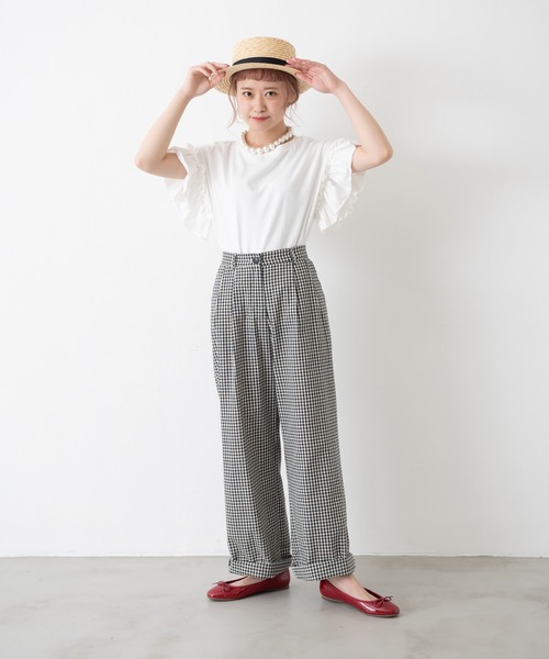 MERLOT(メルロー)の「ダブルフリルスリーブT(Tシャツ/カットソー・レディース・ブラック/オフホワイト/ピンク/ブルー・FREE)」の11枚目の写真