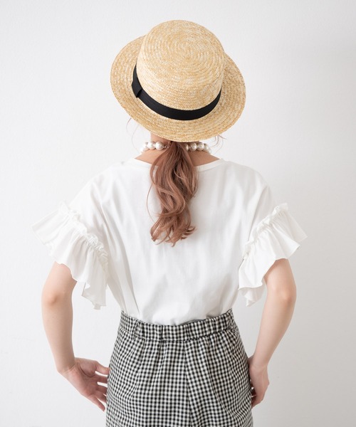 MERLOT(メルロー)の「ダブルフリルスリーブT(Tシャツ/カットソー・レディース・ブラック/オフホワイト/ピンク/ブルー・FREE)」の14枚目の写真