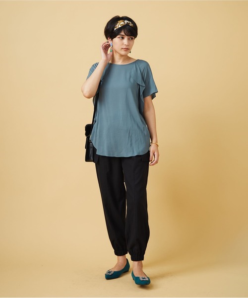 JETSET SOLO PLUS (ジェットセットソロプラス)の「クールタッチ フリルデザインブラウス(シャツ/ブラウス・レディース・チャコールグレー/グリーン/モカ・FREE)」の14枚目の写真