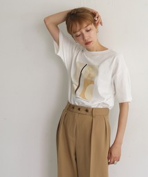 【CLEIO】ニュアンスアートプリントTシャツ