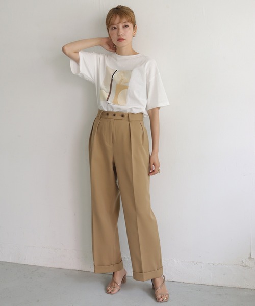 CLEIO（クレイオ）の「【CLEIO】ニュアンスアートプリントTシャツ（Tシャツ/カットソー・レディース・ベージュ/オフホワイト・FREE）」の7枚目の写真
