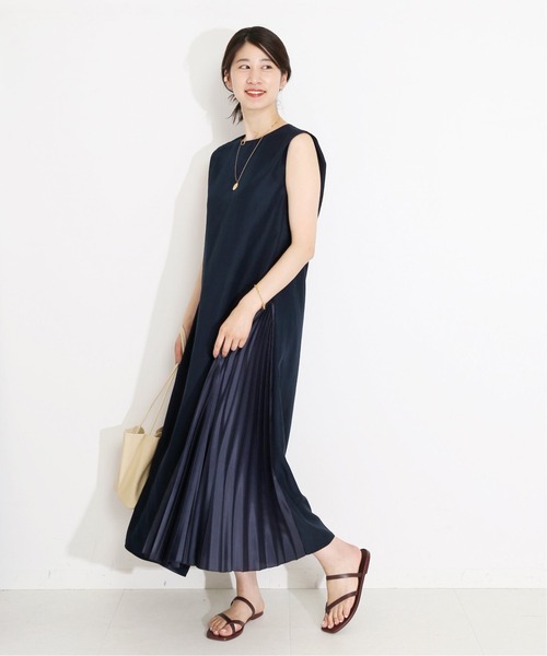 美品 ヴェルメイユパーイエナ サイドプリーツドレス ワンピース ピンク ロング丈 VERMEIL par iena（ヴェルメイユパーイエナ）の「サイドプリーツ