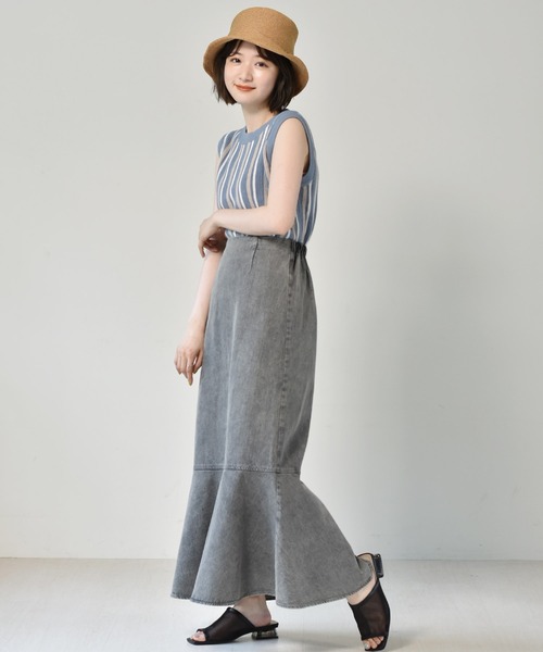 RETRO GIRL(レトロガール)の「マーメイドツイルスカート(デニムスカート・レディース・ケミカルウォッシュ/アイボリー/ブラック・FREE)」の6枚目の写真