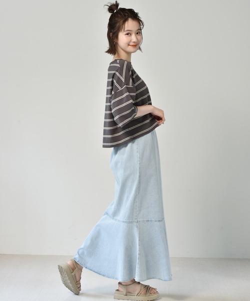 RETRO GIRL(レトロガール)の「マーメイドツイルスカート(デニムスカート・レディース・ケミカルウォッシュ/アイボリー/ブラック・FREE)」の9枚目の写真