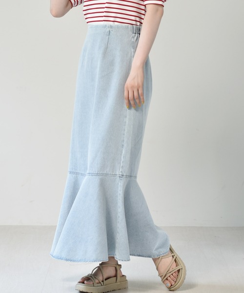 RETRO GIRL(レトロガール)の「マーメイドツイルスカート(デニムスカート・レディース・ケミカルウォッシュ/アイボリー/ブラック・FREE)」の14枚目の写真