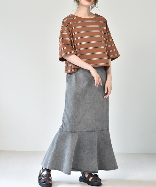 RETRO GIRL(レトロガール)の「マーメイドツイルスカート(デニムスカート・レディース・ケミカルウォッシュ/アイボリー/ブラック・FREE)」の18枚目の写真