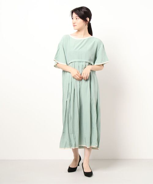 ehka sopo（エヘカソポ）の「配色パイピングワンピース（ワンピース・レディース・ミント/ブルー/ブラウン・ﾌﾘ-）」の6枚目の写真