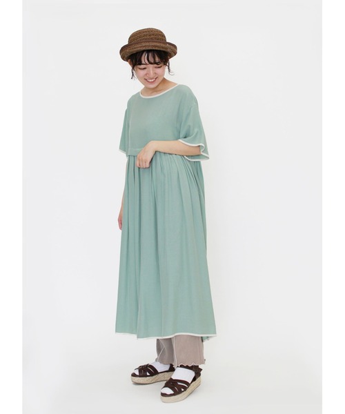 ehka sopo（エヘカソポ）の「配色パイピングワンピース（ワンピース・レディース・ミント/ブルー/ブラウン・ﾌﾘ-）」の7枚目の写真