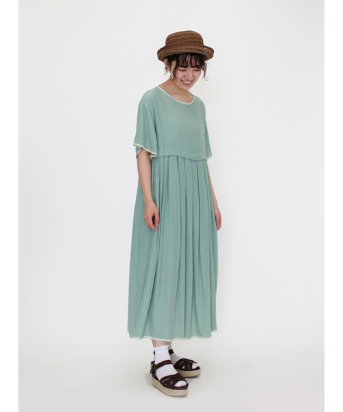 ehka sopo（エヘカソポ）の「配色パイピングワンピース（ワンピース・レディース・ミント/ブルー/ブラウン・ﾌﾘ-）」の9枚目の写真