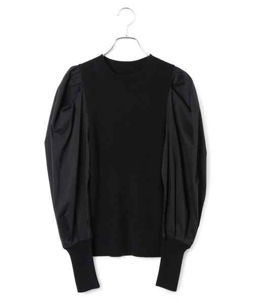 ADAM ET ROPE'（アダムエロペ）の「ファブリックコンビフォルムスリーブニット（ニット/セーター・レディース・ブラック/ベージュ・FREE）」の6枚目の写真