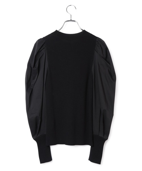 ADAM ET ROPE'（アダムエロペ）の「ファブリックコンビフォルムスリーブニット（ニット/セーター・レディース・ブラック/ベージュ・FREE）」の7枚目の写真