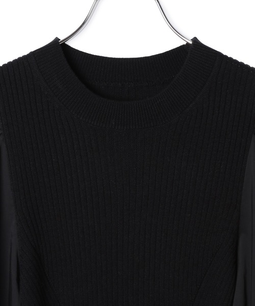 ADAM ET ROPE'（アダムエロペ）の「ファブリックコンビフォルムスリーブニット（ニット/セーター・レディース・ブラック/ベージュ・FREE）」の8枚目の写真