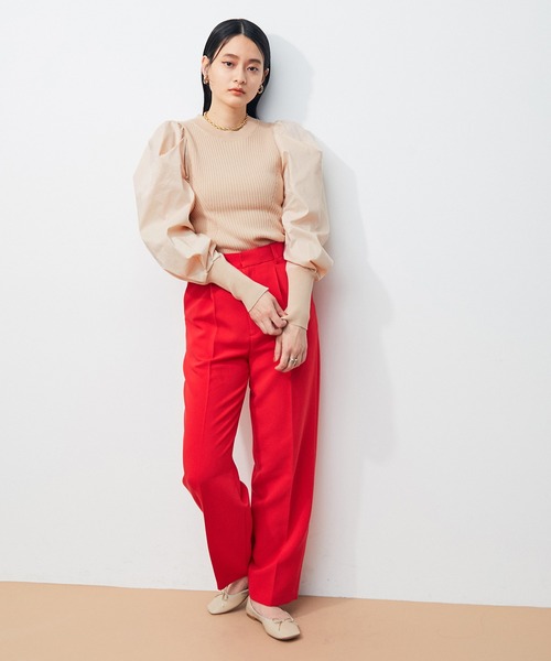 ADAM ET ROPE'（アダムエロペ）の「ファブリックコンビフォルムスリーブニット（ニット/セーター・レディース・ブラック/ベージュ・FREE）」の13枚目の写真