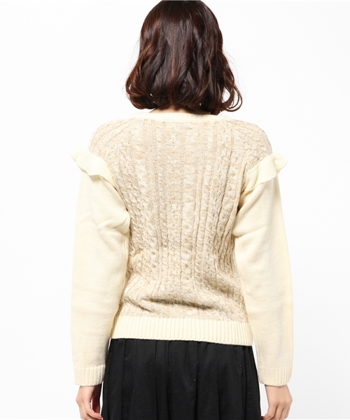 one after another NICE CLAUP（ワンアフターアナザーナイスクラップ）の「【ナイスクラップ】肩プリプリプルオーバー（ニット/セーター・レディース・アイボリー/グレー/サックスブルー・FREE）」の6枚目の写真