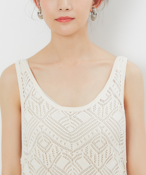 Rouge vif（ルージュヴィフ）の「透かし柄ﾆｯﾄﾜﾝﾋﾟｰｽ（ワンピース・レディース・オフホワイト/カーキ・フリー）」の10枚目の写真