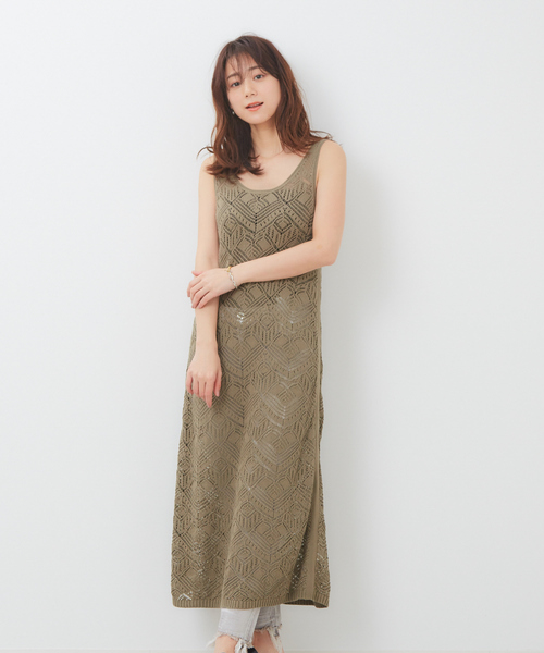 Rouge vif（ルージュヴィフ）の「透かし柄ﾆｯﾄﾜﾝﾋﾟｰｽ（ワンピース・レディース・オフホワイト/カーキ・フリー）」の15枚目の写真