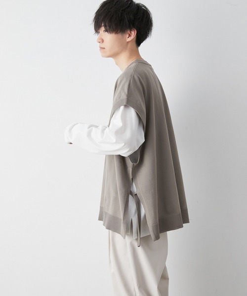 JUNRED（ジュンレッド）の「【こめ×JUNRed】サイドベルト ルーズベスト（ベスト・メンズ・ブルー系その他4/ベージュ系その他・M/L）」の4枚目の写真