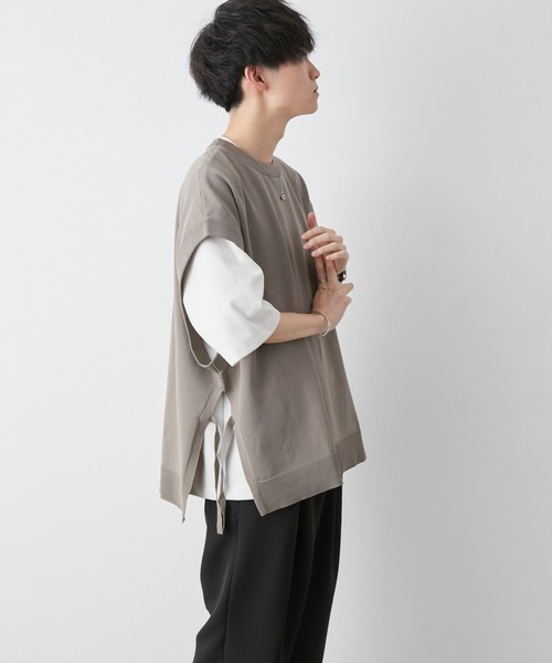 JUNRED（ジュンレッド）の「【こめ×JUNRed】サイドベルト ルーズベスト（ベスト・メンズ・ブルー系その他4/ベージュ系その他・M/L）」の5枚目の写真