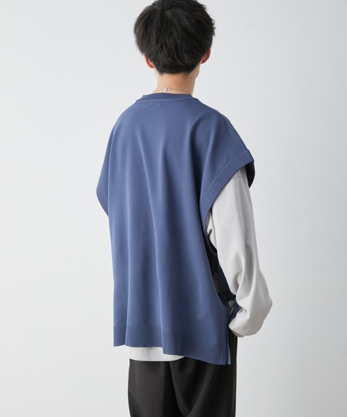 JUNRED（ジュンレッド）の「【こめ×JUNRed】サイドベルト ルーズベスト（ベスト・メンズ・ブルー系その他4/ベージュ系その他・M/L）」の7枚目の写真