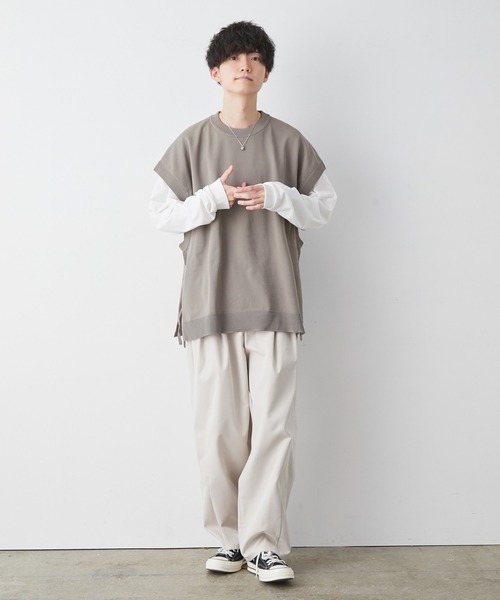 JUNRED（ジュンレッド）の「【こめ×JUNRed】サイドベルト ルーズベスト（ベスト・メンズ・ブルー系その他4/ベージュ系その他・M/L）」の8枚目の写真