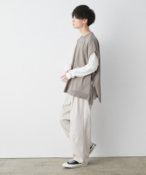 JUNRED（ジュンレッド）の「【こめ×JUNRed】サイドベルト ルーズベスト（ベスト・メンズ・ブルー系その他4/ベージュ系その他・M/L）」の9枚目の写真