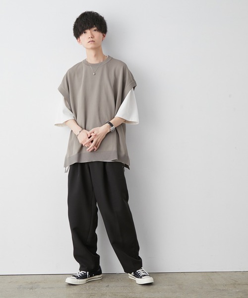 JUNRED（ジュンレッド）の「【こめ×JUNRed】サイドベルト ルーズベスト（ベスト・メンズ・ブルー系その他4/ベージュ系その他・M/L）」の11枚目の写真