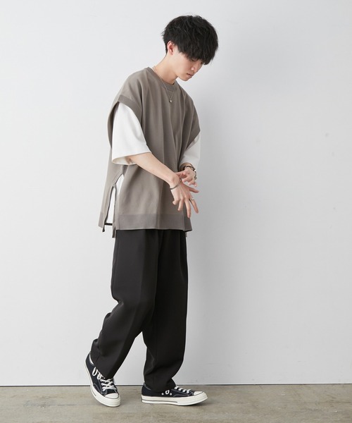 JUNRED（ジュンレッド）の「【こめ×JUNRed】サイドベルト ルーズベスト（ベスト・メンズ・ブルー系その他4/ベージュ系その他・M/L）」の12枚目の写真