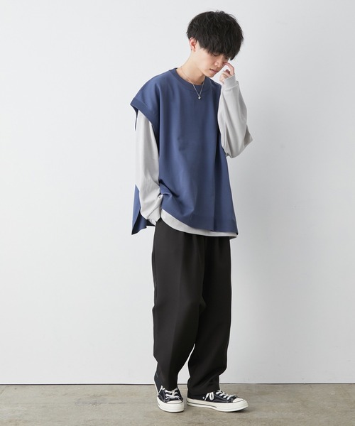 JUNRED（ジュンレッド）の「【こめ×JUNRed】サイドベルト ルーズベスト（ベスト・メンズ・ブルー系その他4/ベージュ系その他・M/L）」の15枚目の写真