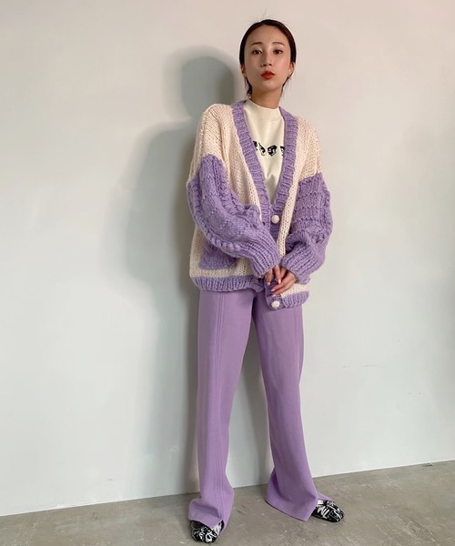 SANSeLF(サンセルフ)の「【SANSeLF】 Se original bicolor knit cardigan sanw21a026(カーディガン/ボレロ・レディース・パープル/イエロー・FREE)」の8枚目の写真