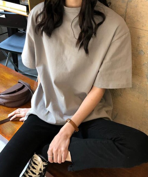 Bifrost(ビフレスト)の「無地ベーシッククルーネックTシャツ(Tシャツ/カットソー・レディース・ホワイト/ベージュ/ブルー/グレー・F)」の8枚目の写真