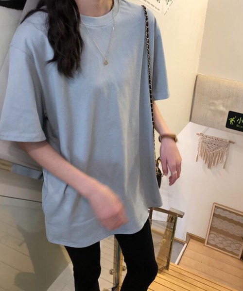 Bifrost(ビフレスト)の「無地ベーシッククルーネックTシャツ(Tシャツ/カットソー・レディース・ホワイト/ベージュ/ブルー/グレー・F)」の5枚目の写真