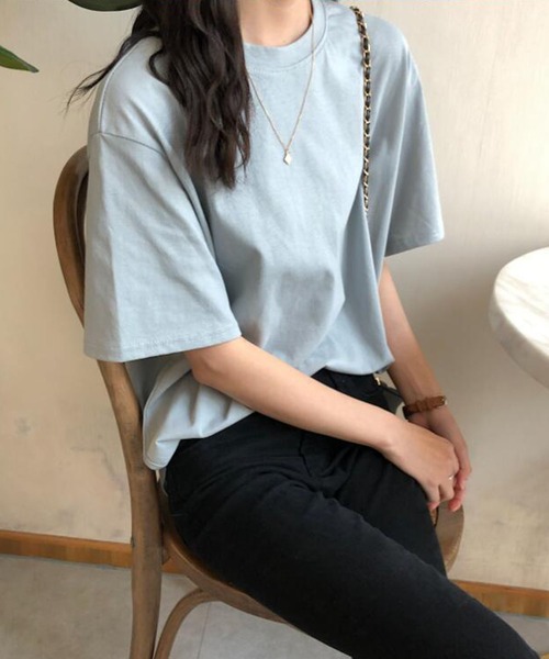 Bifrost(ビフレスト)の「無地ベーシッククルーネックTシャツ(Tシャツ/カットソー・レディース・ホワイト/ベージュ/ブルー/グレー・F)」の16枚目の写真