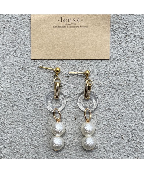tone(トーン)の「【-lensa-】クリアリング×コットンパールの小ぶりピアス(MA)(ピアス(両耳用)・レディース・ゴールド・FREE)」の1枚目の写真