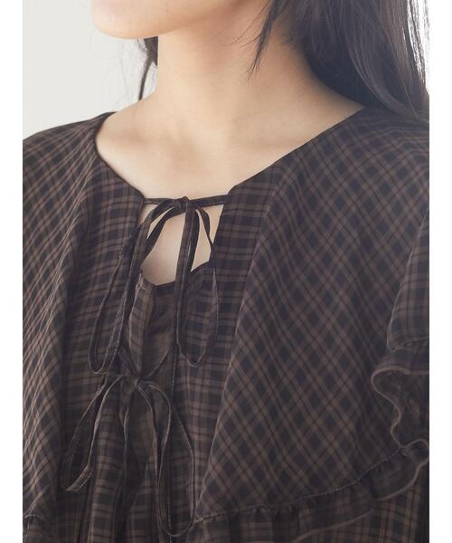 Sugar spoon（シュガースプーン）の「・SUGAR SPOON チェックラッフルチュニック＊（シャツ/ブラウス・レディース・ブラック/ベージュ/ブラウン・FREE）」の17枚目の写真