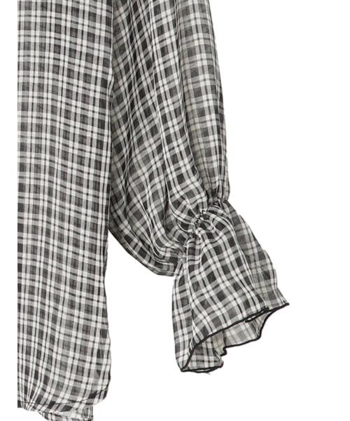 Sugar spoon（シュガースプーン）の「・SUGAR SPOON チェックラッフルチュニック＊（シャツ/ブラウス・レディース・ブラック/ベージュ/ブラウン・FREE）」の14枚目の写真